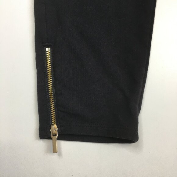 BEBE Black Gold Logo Back Moto Look Zip Ankle Skinny Leg Pull On Pant - Picture 9 of 13